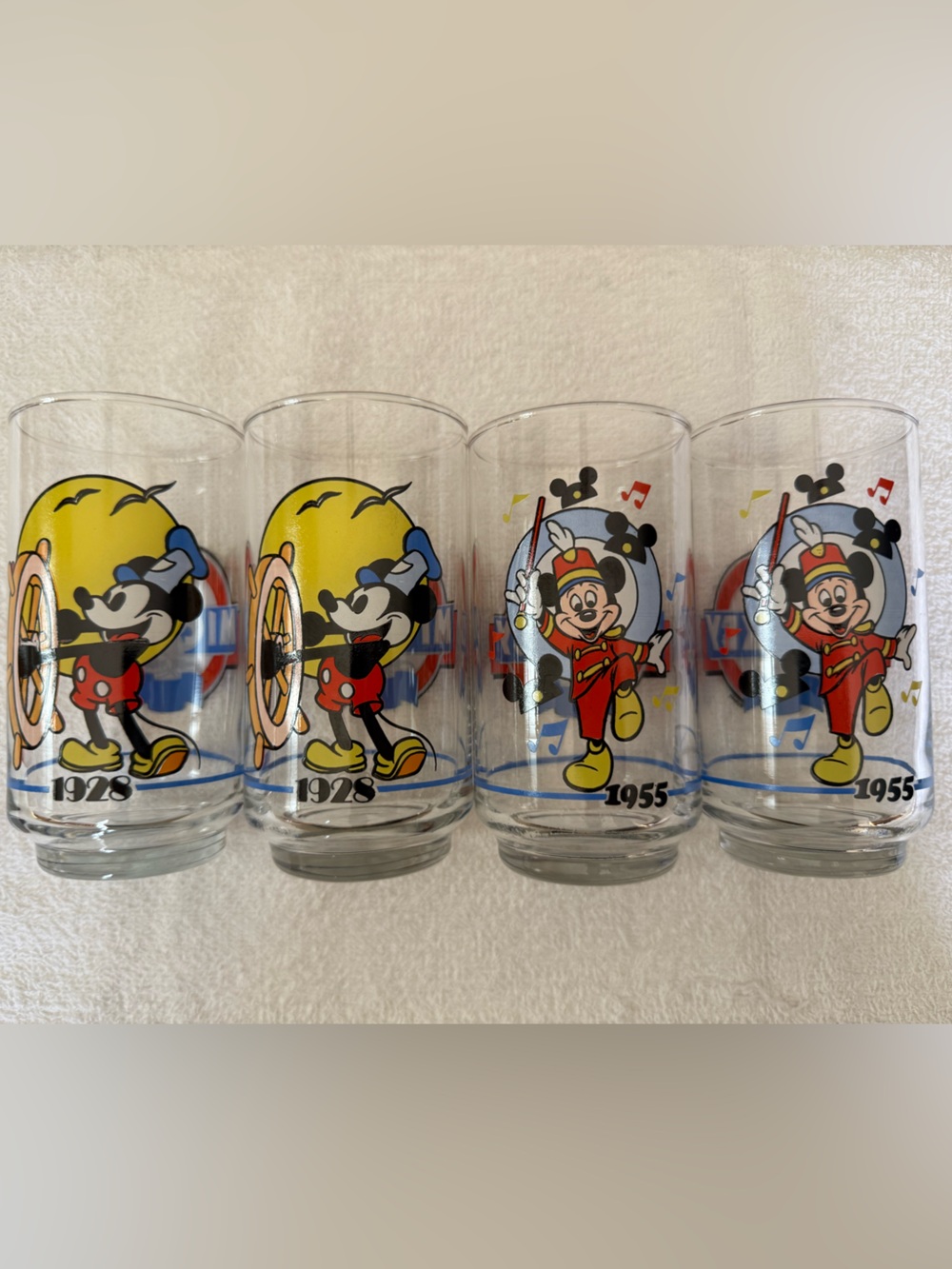 Disney Sunoco Mickey through the years glass cups